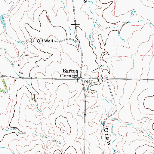 Topographic Map of Barton Corners, TX