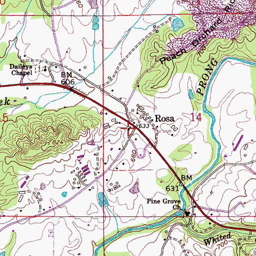 Topographic Map of Rosa Methodist Church, AL