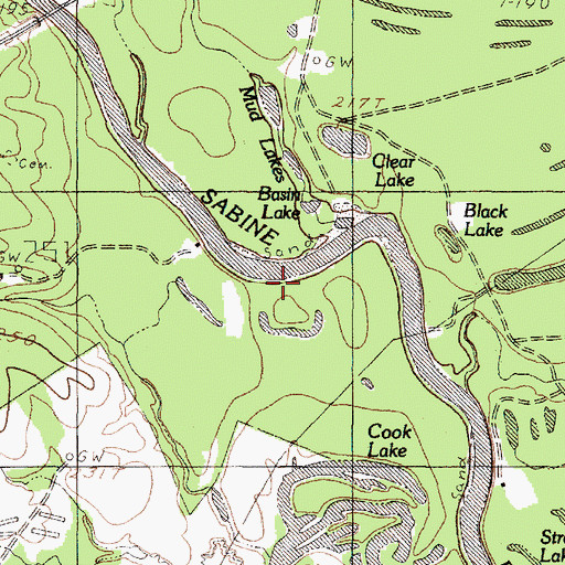 Topographic Map of Basin Lake, TX