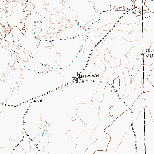 Topographic Map of Basin Well, TX