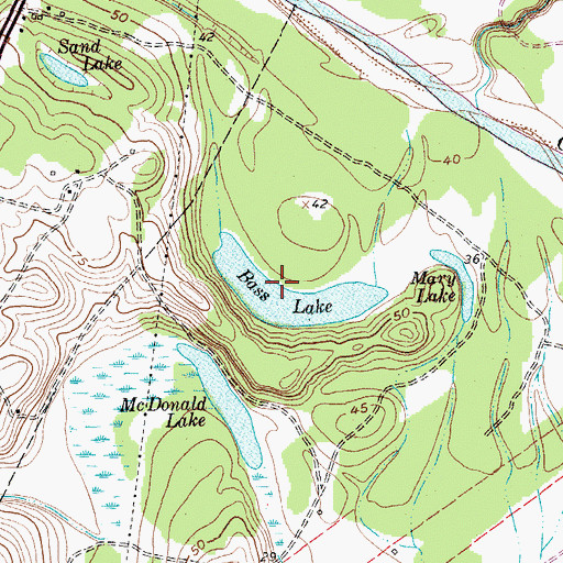 Topographic Map of Bass Lake, TX
