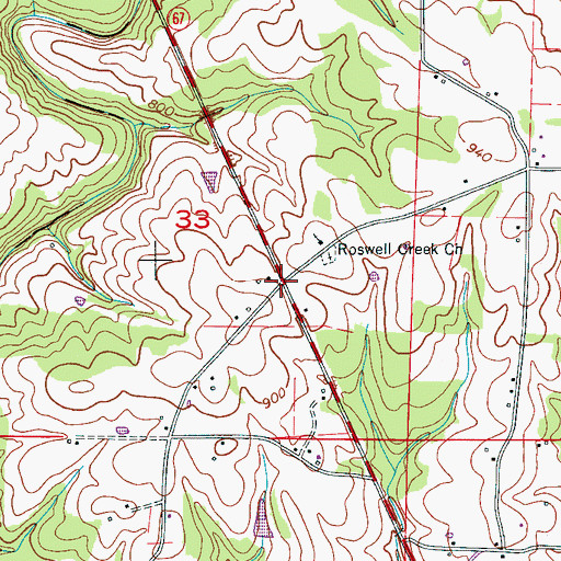 Topographic Map of Roswell, AL