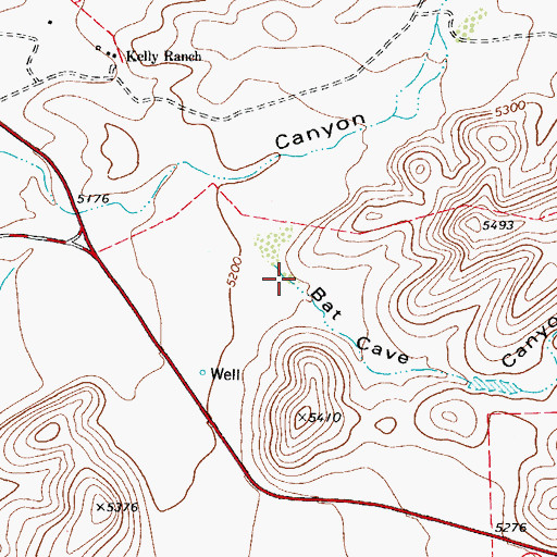 Topographic Map of Bat Cave Canyon, TX