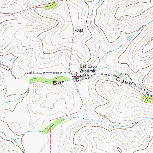 Topographic Map of Bat Cave Windmill, TX