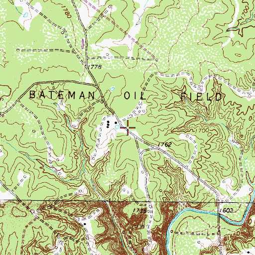 Topographic Map of Bateman Oil Field, TX