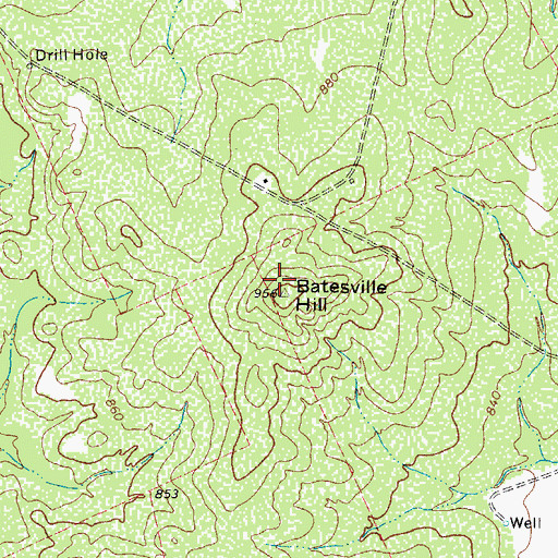 Topographic Map of Batesville Hill, TX