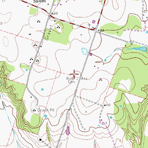 Topographic Map of Battle Cemetery, TX