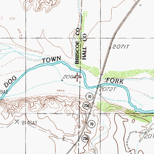 Topographic Map of Battle Creek, TX
