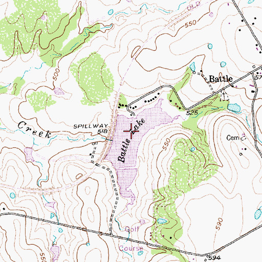 Topographic Map of Battle Lake, TX