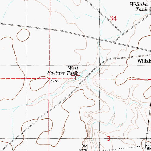 Topographic Map of West Pasture Tank, AZ