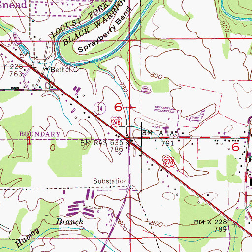 Topographic Map of Scott Road Mine, AL