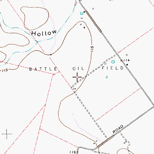 Topographic Map of Battle Oil Field, TX