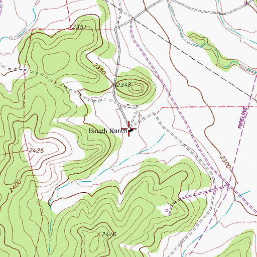 Topographic Map of Baugh Ranch, TX