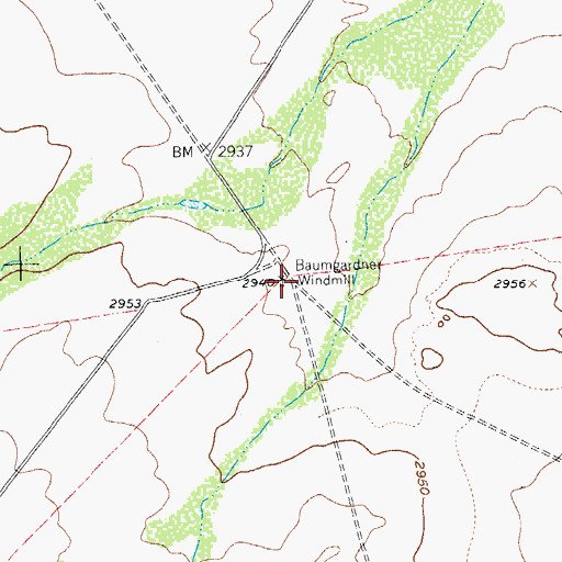 Topographic Map of Baumgardner Windmill, TX