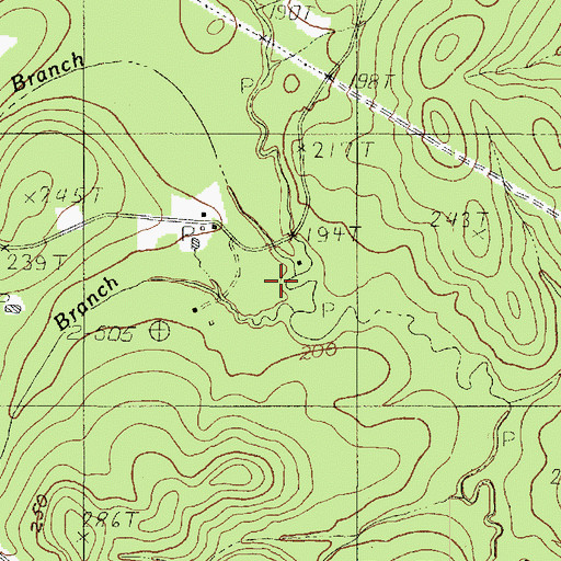 Topographic Map of Bay Branch, TX