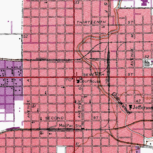 Topographic Map of Bay City, TX