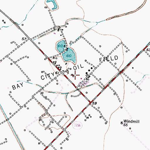 Topographic Map of Bay City Oil Field, TX