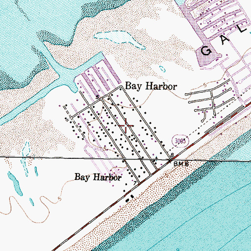 Topographic Map of Bay Harbor, TX
