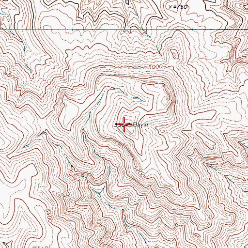 Topographic Map of Baylor Mountains, TX