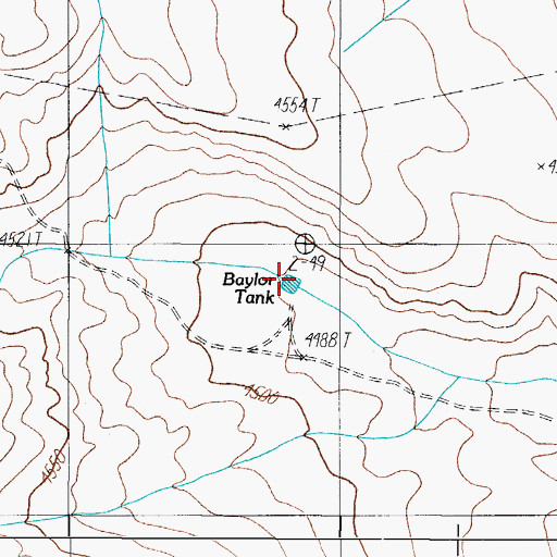 Topographic Map of Baylor Tank, TX