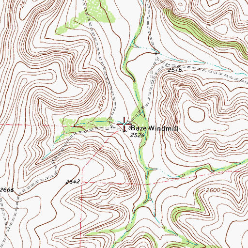 Topographic Map of Baze Windmill, TX