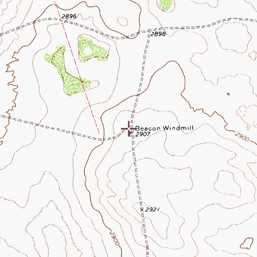 Topographic Map of Beacon Windmill, TX
