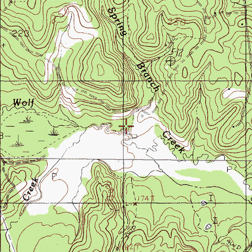 Topographic Map of Bean Creek, TX