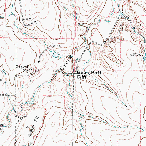 Topographic Map of Bean Pott Cliff, TX