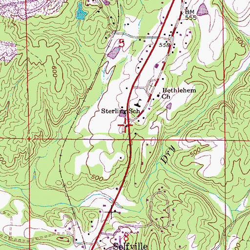 Topographic Map of Dallas - Selfville Volunteer Fire Department, AL