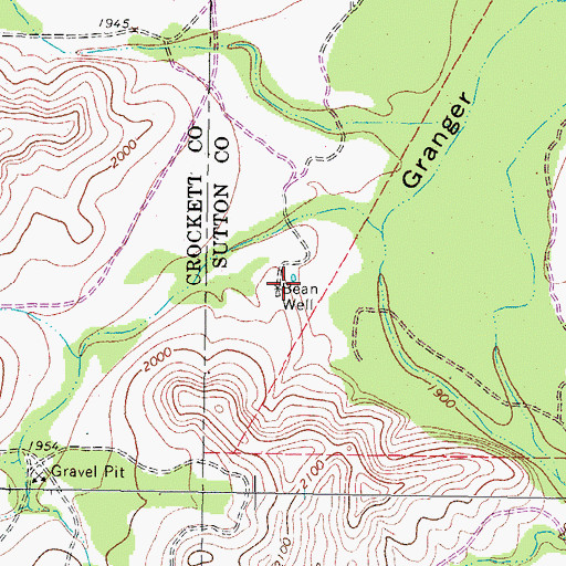 Topographic Map of Bean Well, TX