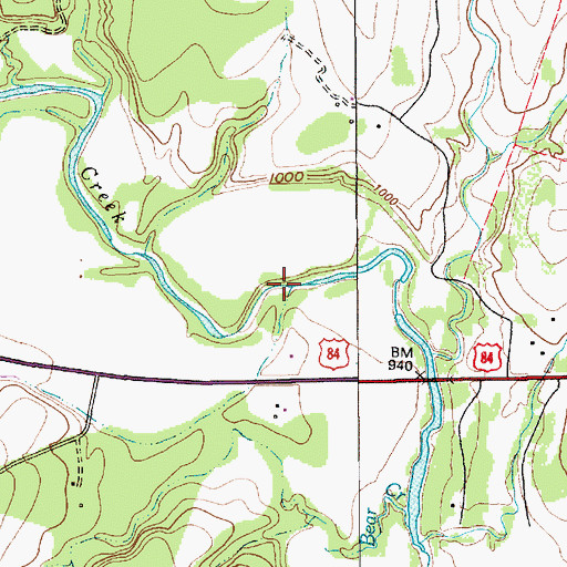 Topographic Map of Bear Creek, TX