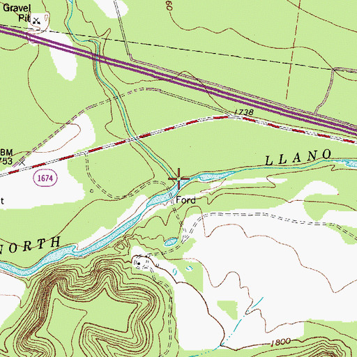 Topographic Map of Bear Creek, TX