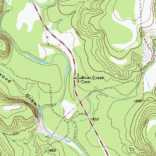 Topographic Map of Bear Creek Cemetery, TX