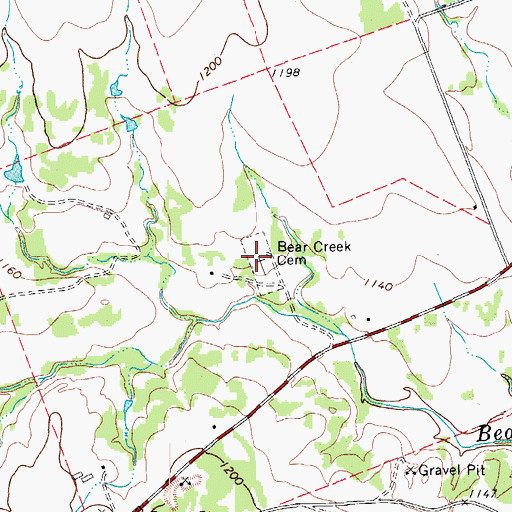 Topographic Map of Bear Creek Cemetery, TX
