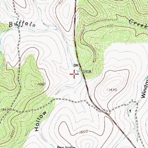 Topographic Map of Bear Hollow, TX