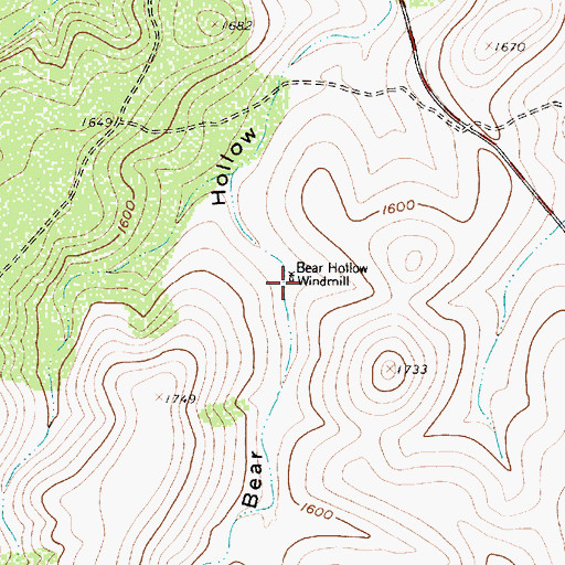 Topographic Map of Bear Hollow Windmill, TX