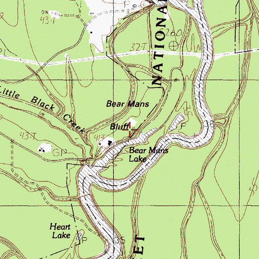 Topographic Map of Bear Mans Bluff, TX