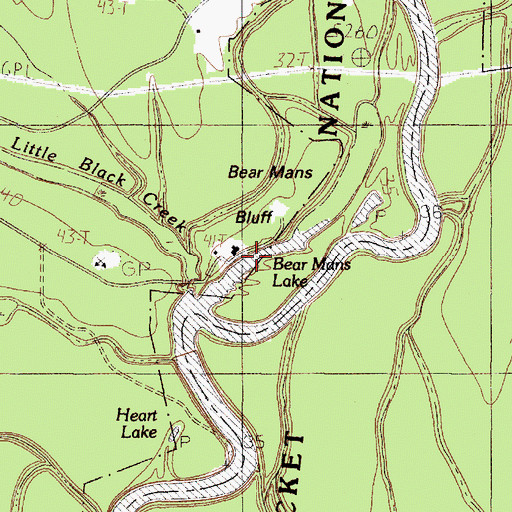 Topographic Map of Bear Mans Lake, TX