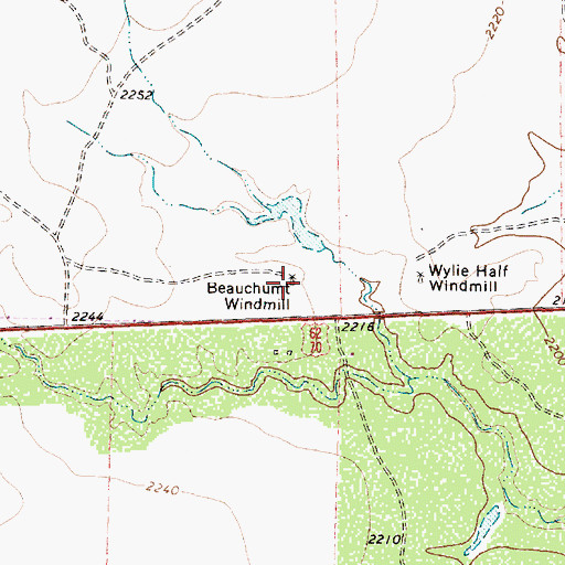 Topographic Map of Beauchumt Windmill, TX