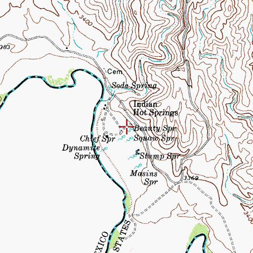 Topographic Map of Beauty Spring, TX