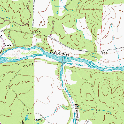 Topographic Map of Beaver Creek, TX