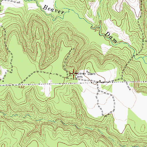 Topographic Map of Beaver Dam Cemetery, TX