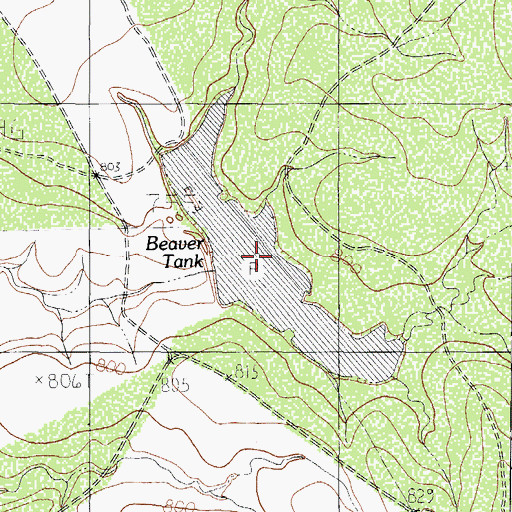 Topographic Map of Beaver Tank, TX