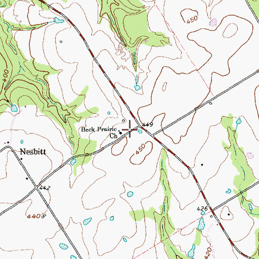 Topographic Map of Beck Prairie Church, TX