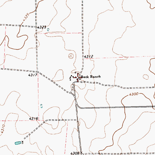 Topographic Map of Beck Ranch, TX