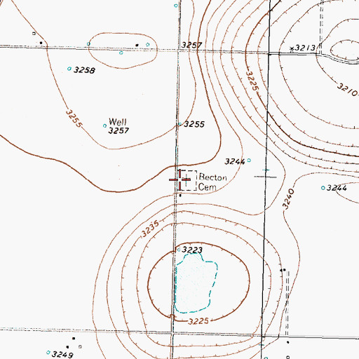 Topographic Map of Becton Cemetery, TX