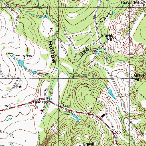 Topographic Map of Bee Cave Hollow, TX