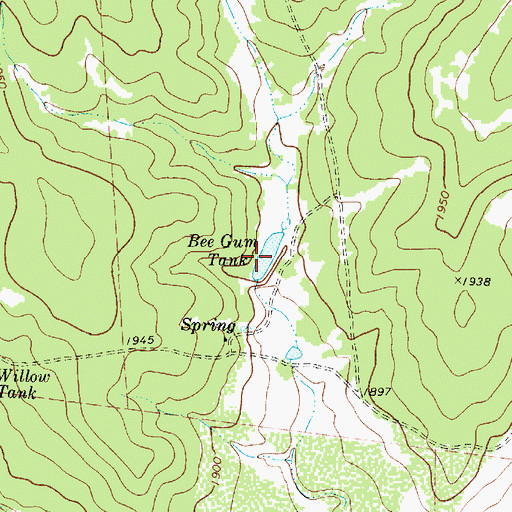 Topographic Map of Bee Gum Tank, TX