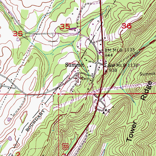 Topographic Map of Summit Cemetery, AL