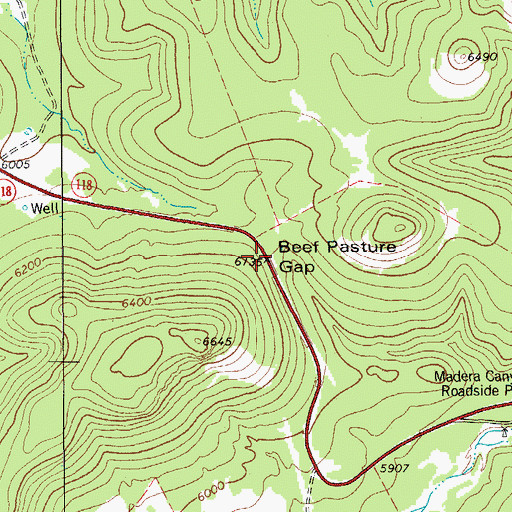 Topographic Map of Beef Pasture Gap, TX